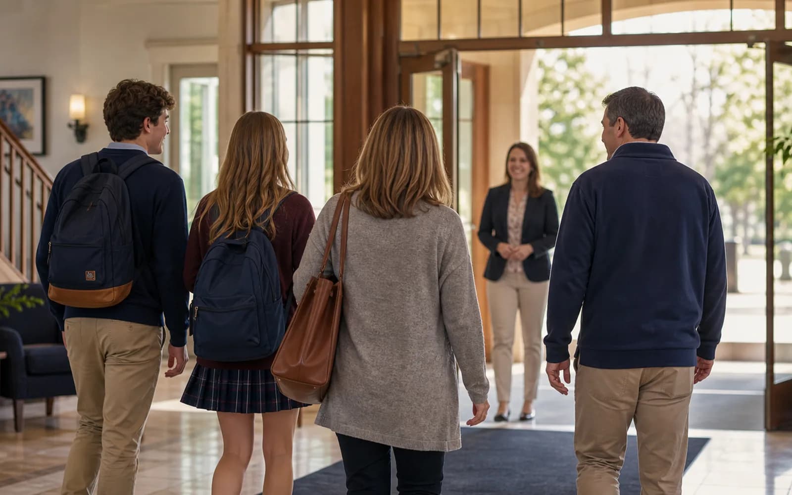 A family meeting with a St Paul High School admissions counselor