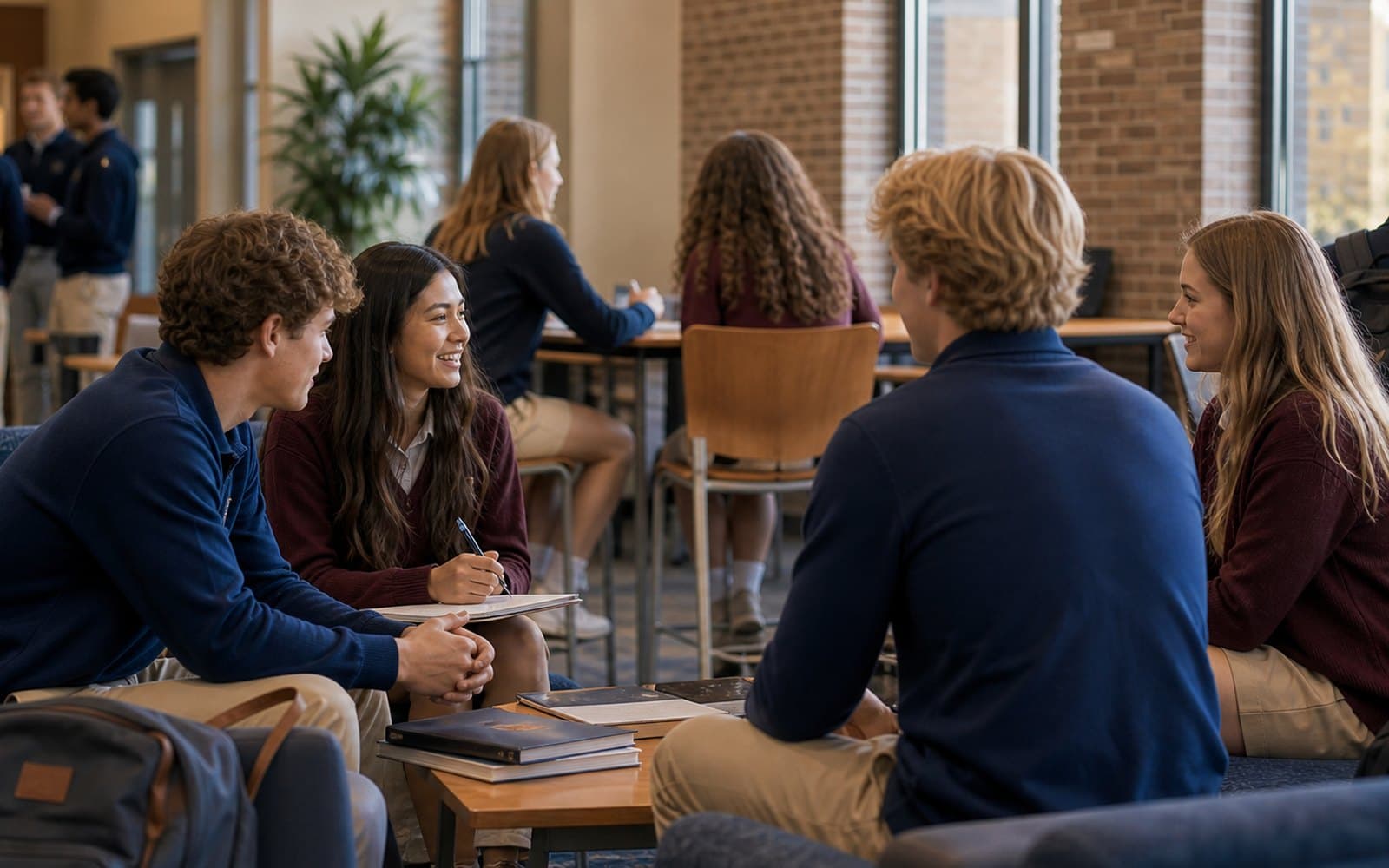 St Paul High School students gathering together in the school commons